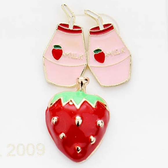 Red Gold Mixed Stud Earrings Statement Jewelry - Picture 3 of 3